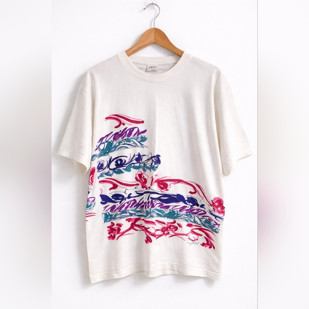 Gilda Marx Colorful Abstract Graphic T-Shirt One Size Vintage 1993 - Picture 2 of 15